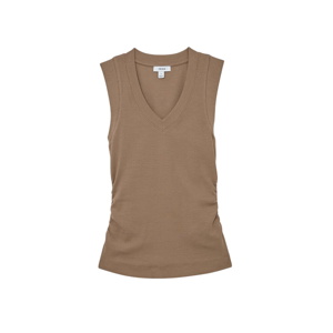 REISS Sandy Stretch-Cotton Rib Ruched V-Neck Vest